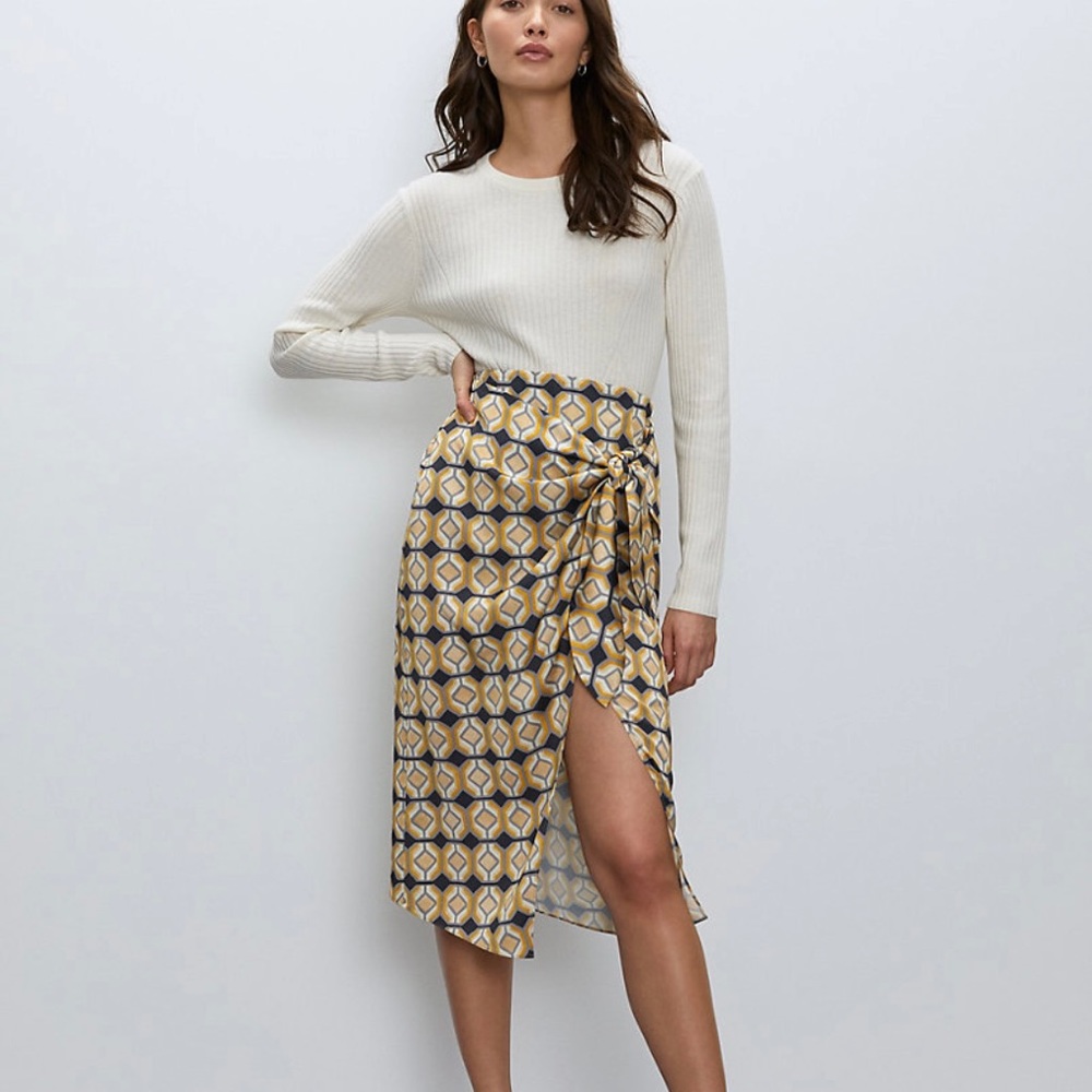 Babaton Patterned tie waist skirt